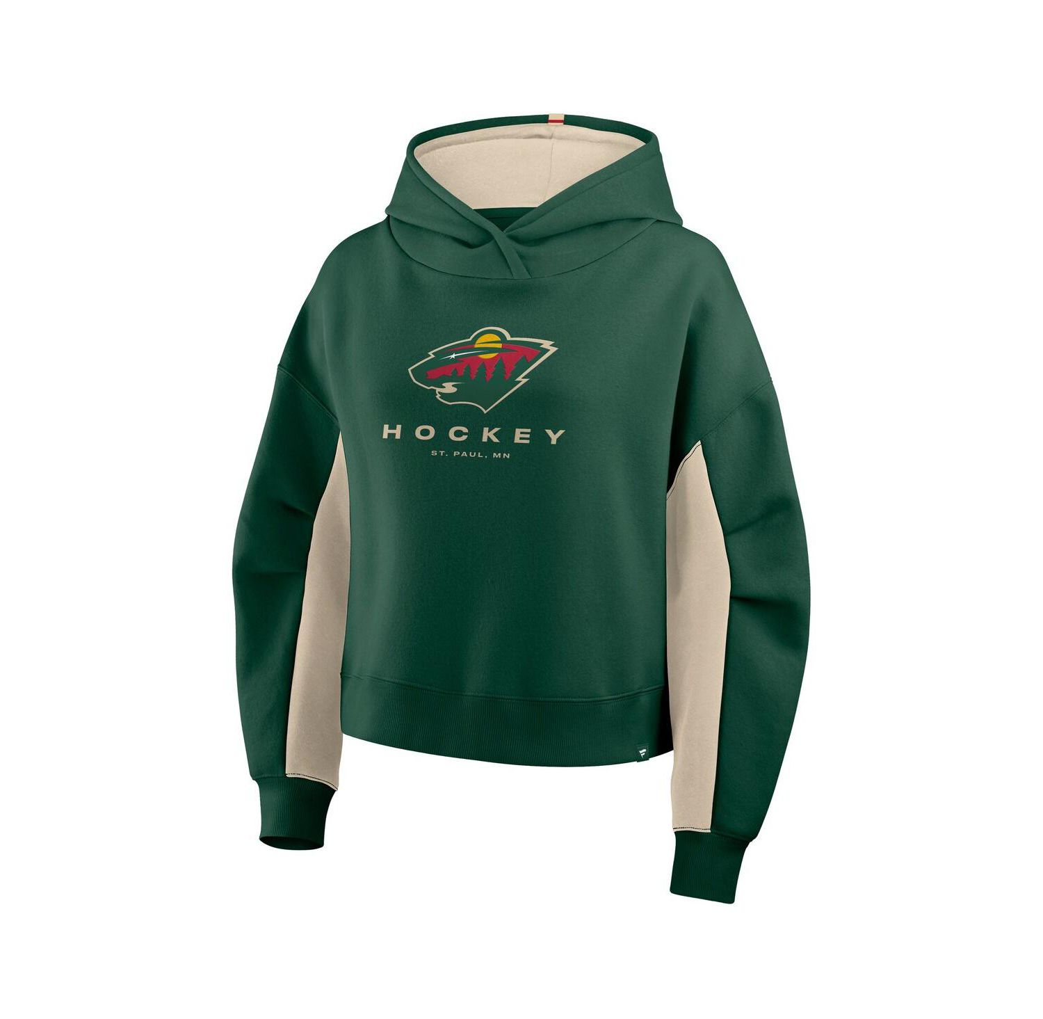 Women's Green Minnesota Wild Back Check Boxy Hoodie