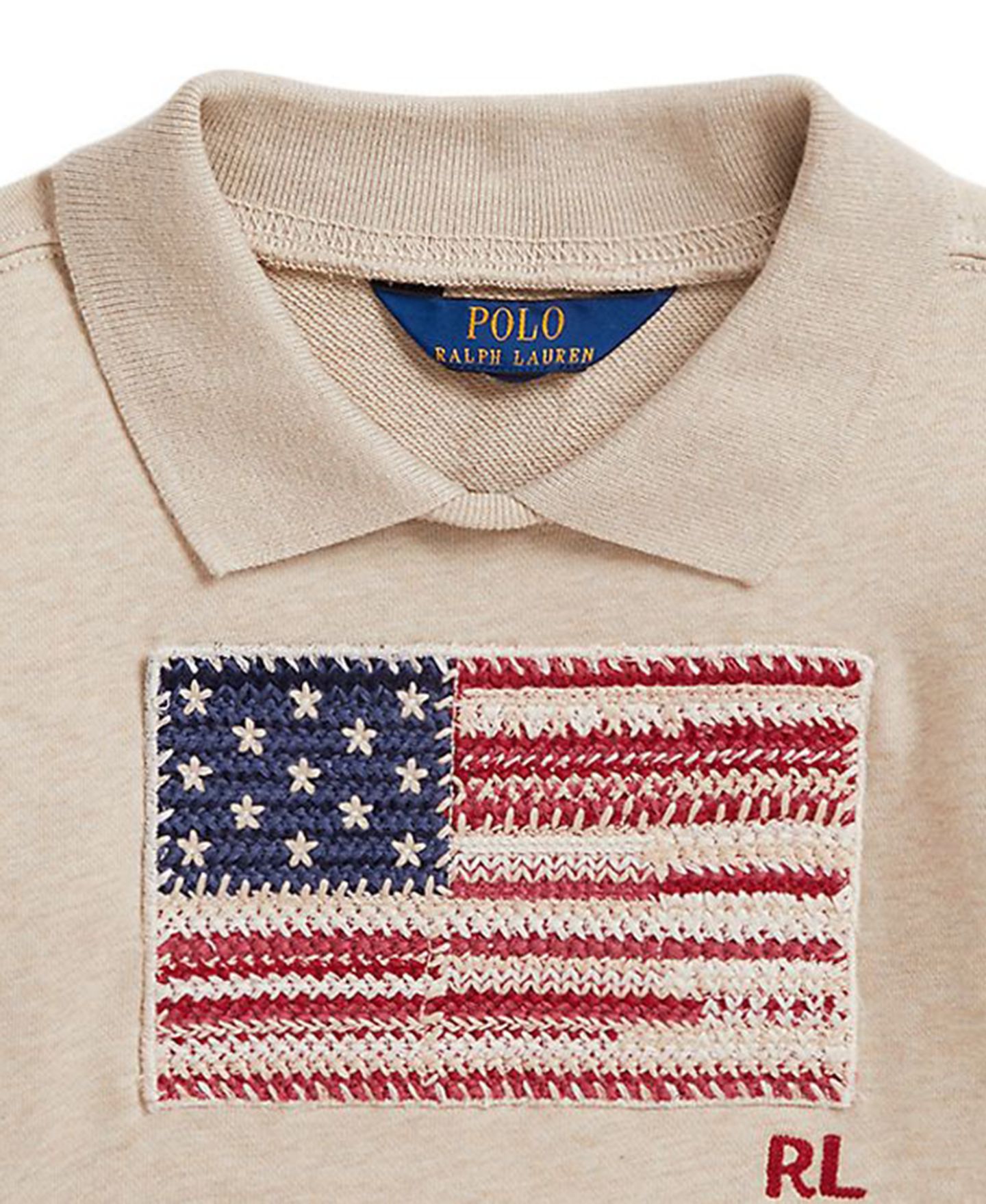 Свитшот Polo Ralph Lauren Flag Terry Long-Sleeve Sweatshirt для девочек, цвет: Дюнный меланжевый — фото 3