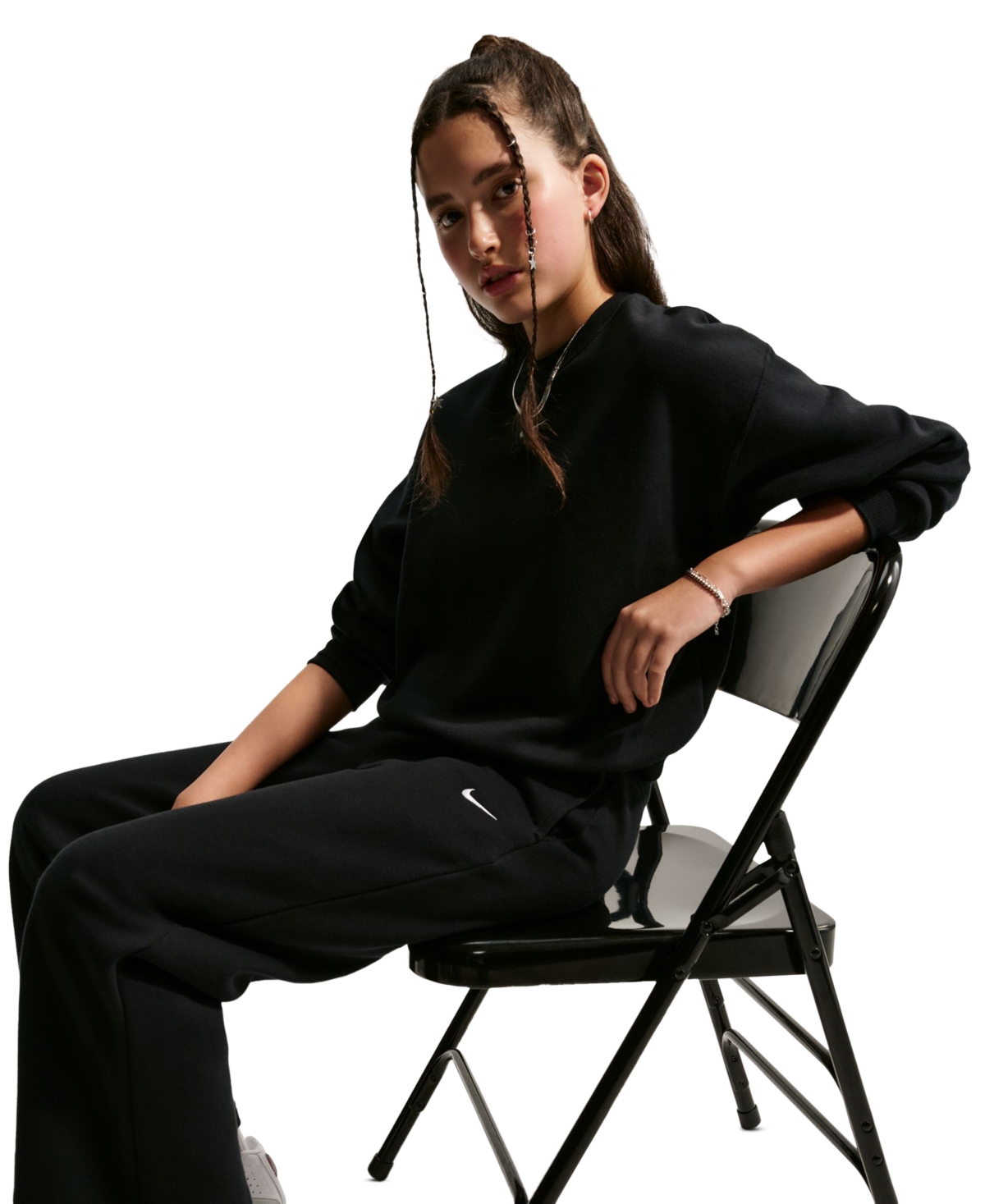 Nike Girls' 7-16 Sportswear Studio Fleece Drawcord Pants