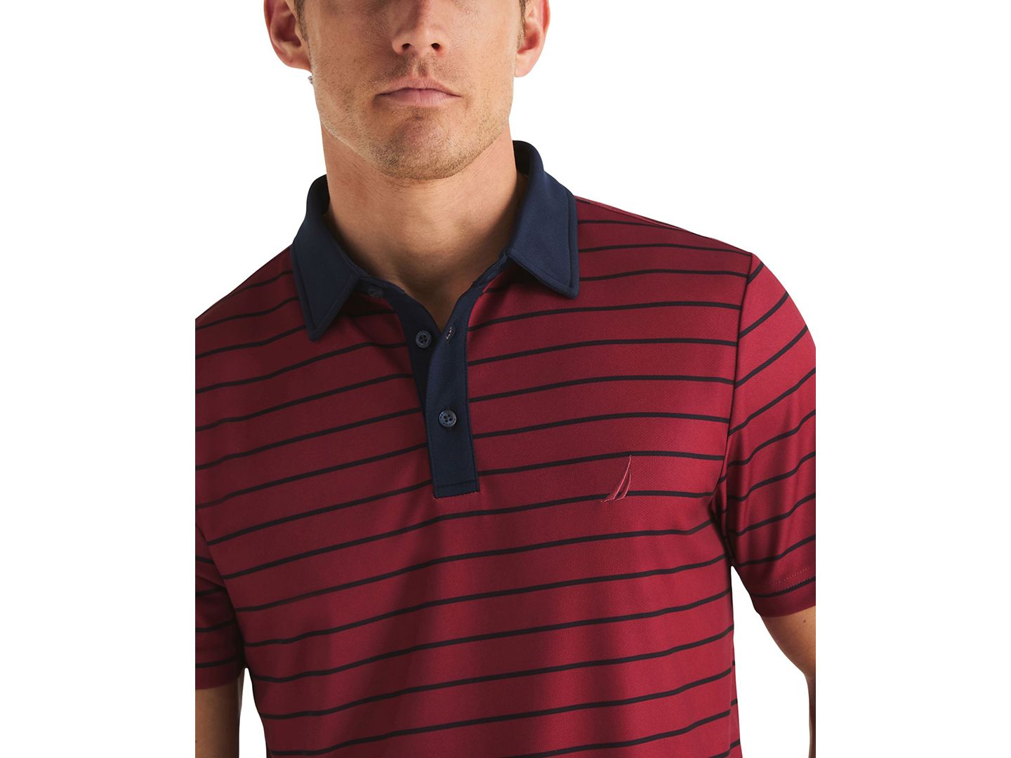 Мужское поло Nautica Striped Moisture-Wicking Classic-Fit Polo Shirt, цвет: Rusted Hull — фото 3