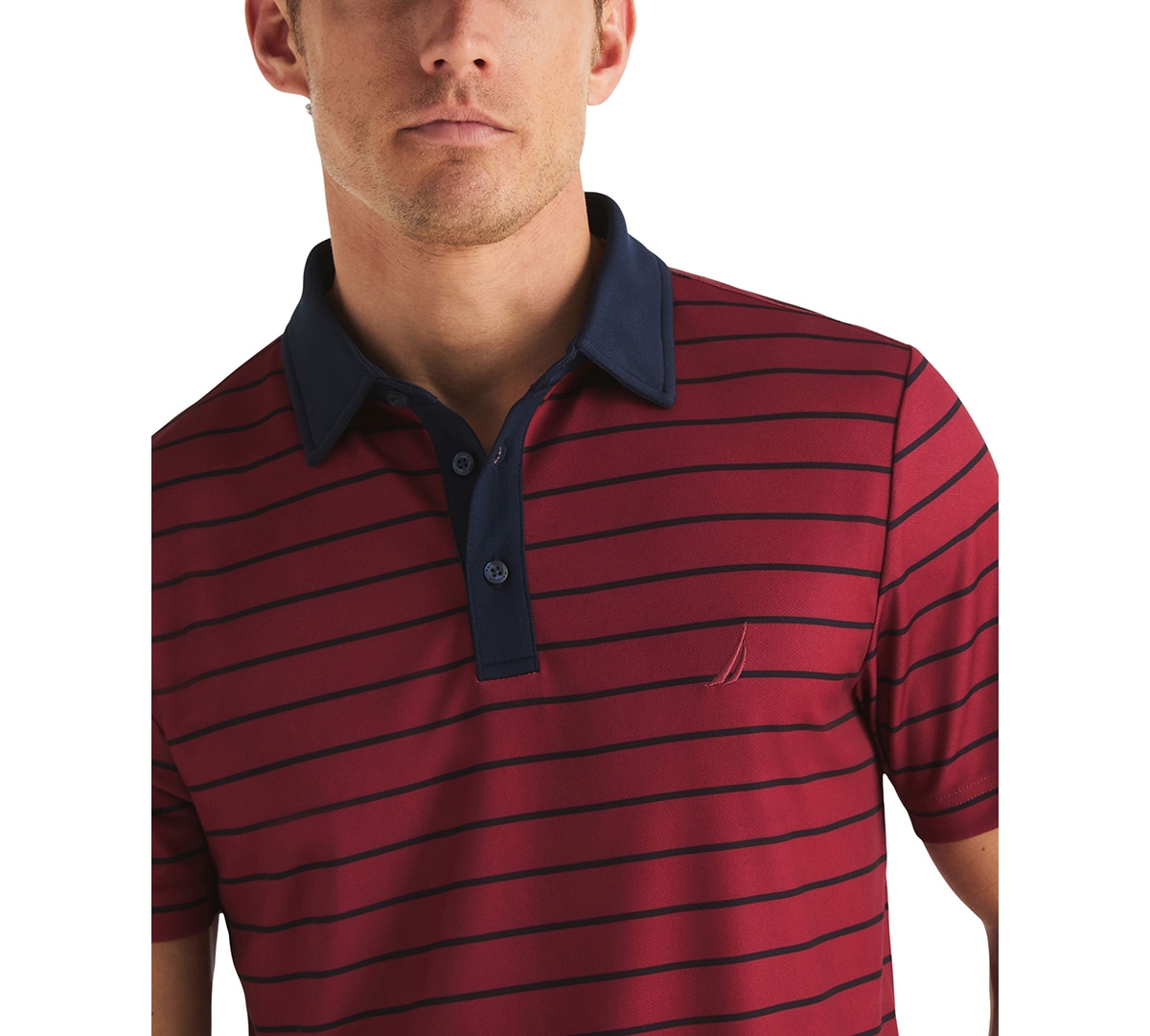 Nautica Men's Striped Moisture-Wicking Classic-Fit Polo Shirt