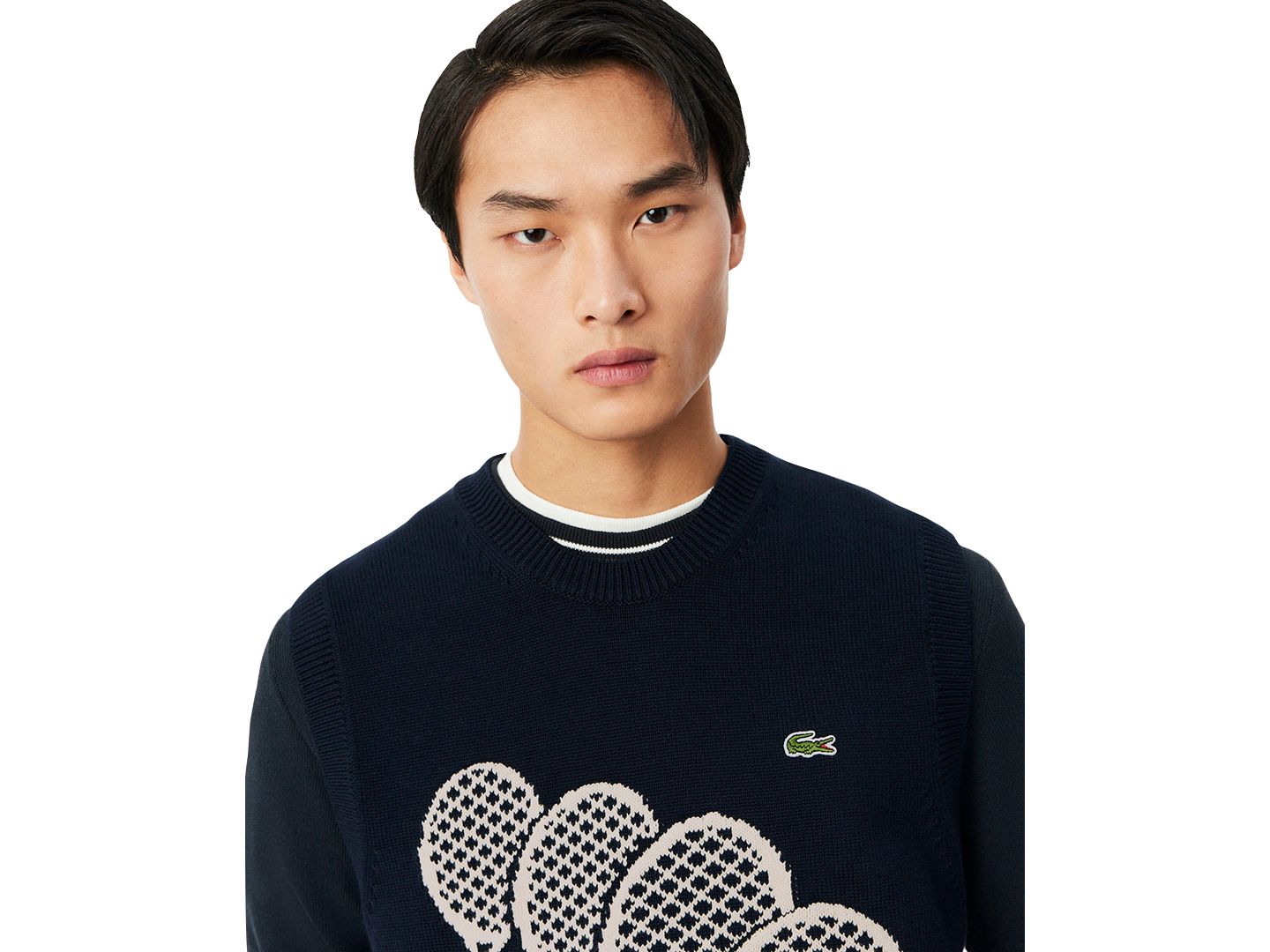 Мужской жилет Lacoste Tennis Racket Crewneck Sweater Vest, цвет: Чёрный — фото 4