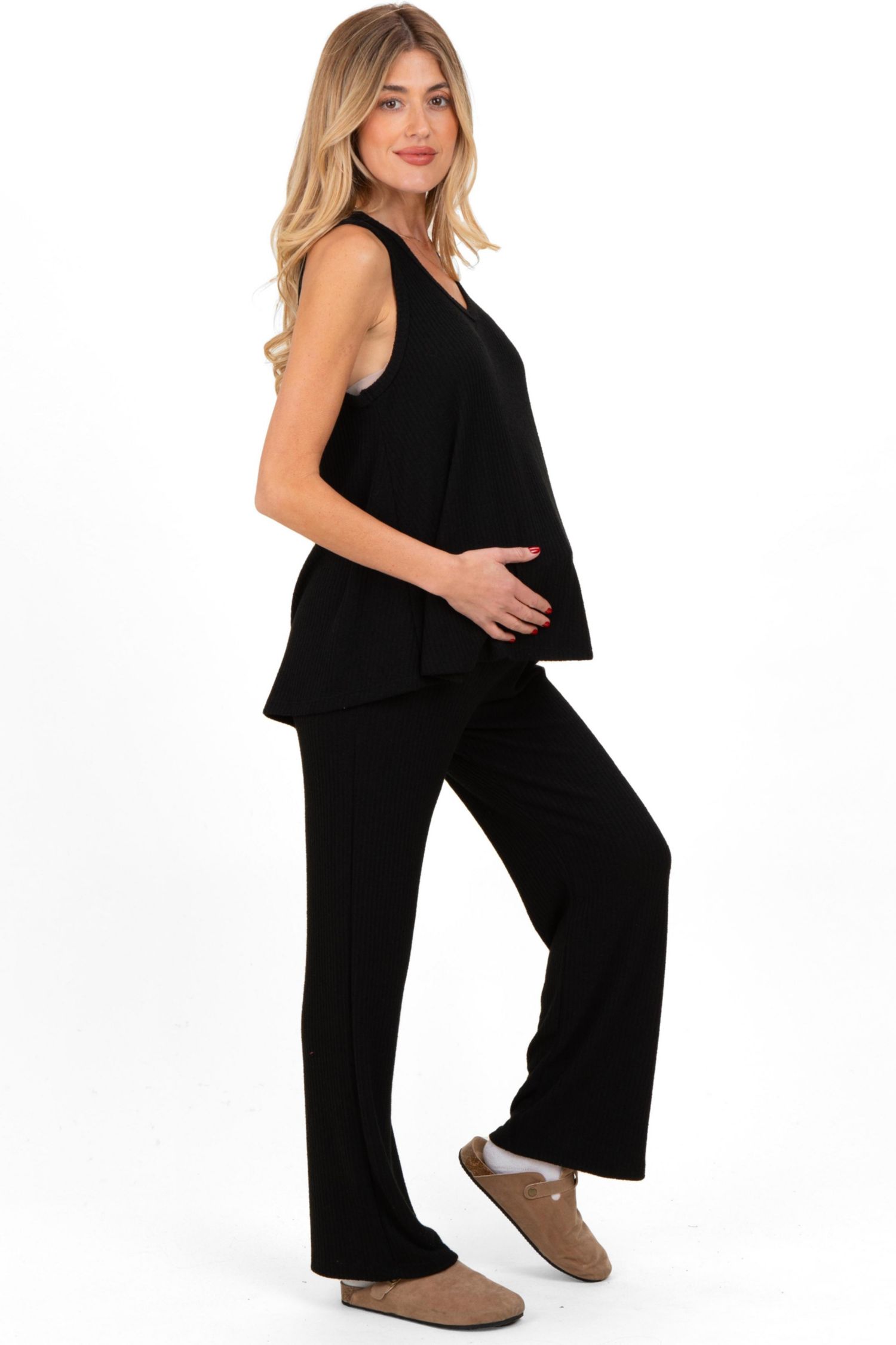 Women's Rib Knit Tank and Pant Set