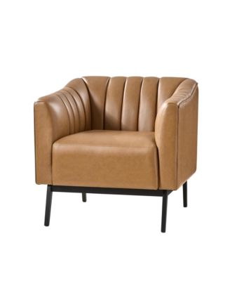 Byanka Industry Wide Faux Leather Chair with Channel Tufting