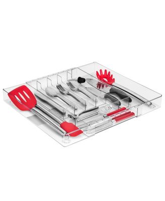 Expandable Silverware Organizer - Multipurpose Flatware and Kitchen Storage Solution - with 7 compartments and 2 expandable slots