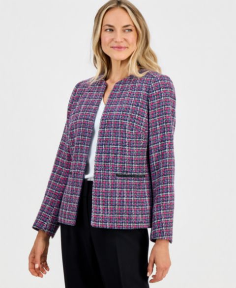 Женские куртки Kasper Women's Tweed Open-Front Long-Sleeve Jacket