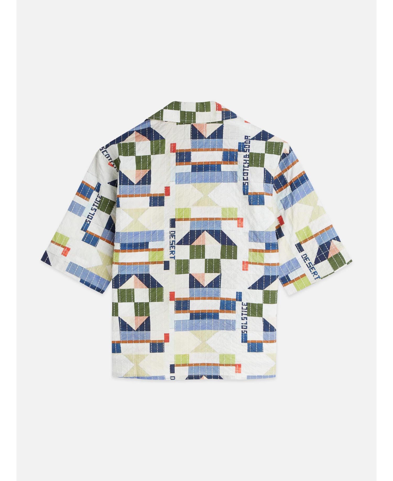 Women's Stitch-Embroidered Printed Short Sleeve Shirt
