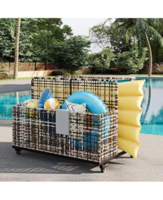 gaomon Outdoor Storage Organizer with Rolling Wheels, Wicker Rattan ...