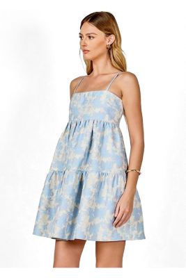 Endless Rose - Aria Floral Jacquard Mini Dress BLUE MULTI / S