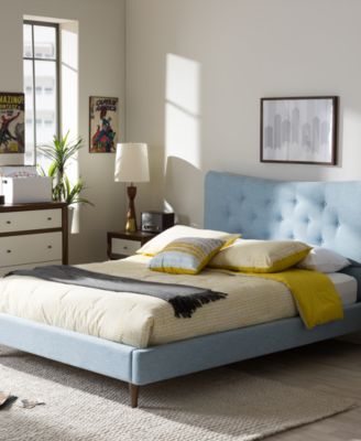 Closeout! Jerell Modern Queen Linen Platform Bed