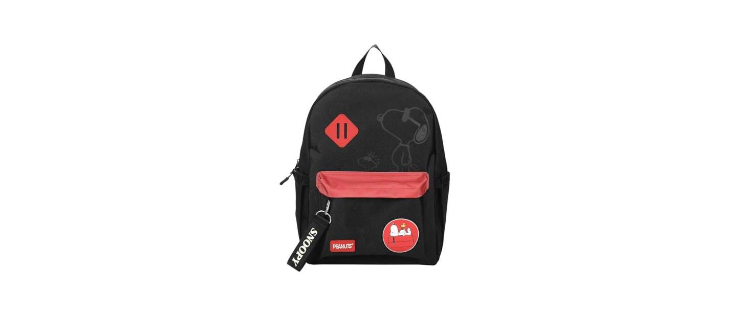 Рюкзак Peanuts Snoopy Line Art 16.5" Adult, цвет: Чёрный / Красный — фото 4