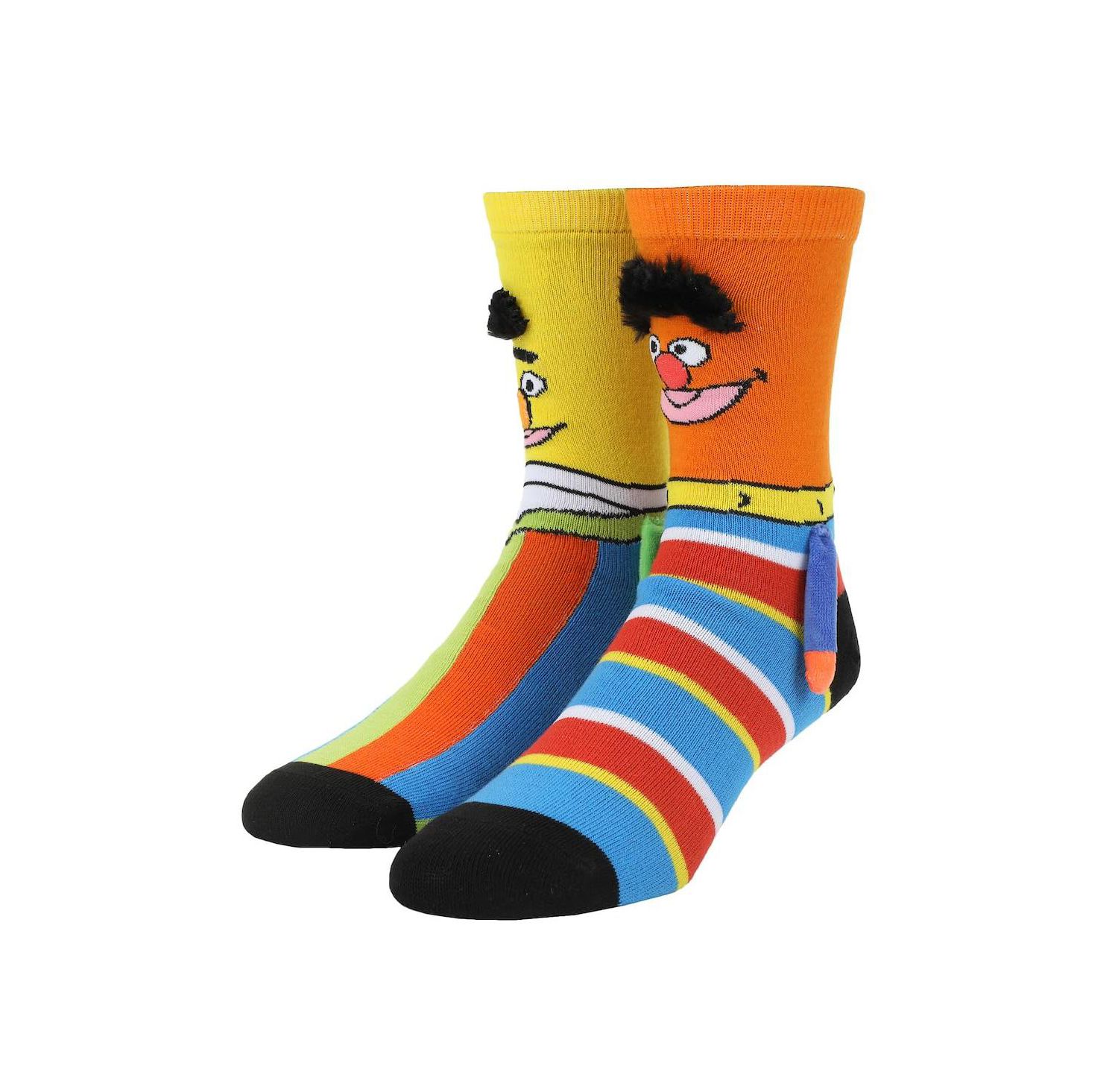 Women's Bert and Ernie Casual Crew Socks With 3D Arms and Magnetic Hands