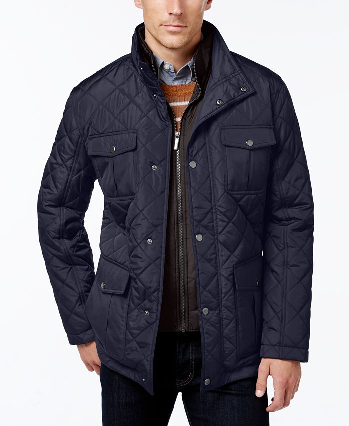 London Fog Men's Corduroy-Trim Layered Quilted Jacket - Macy's