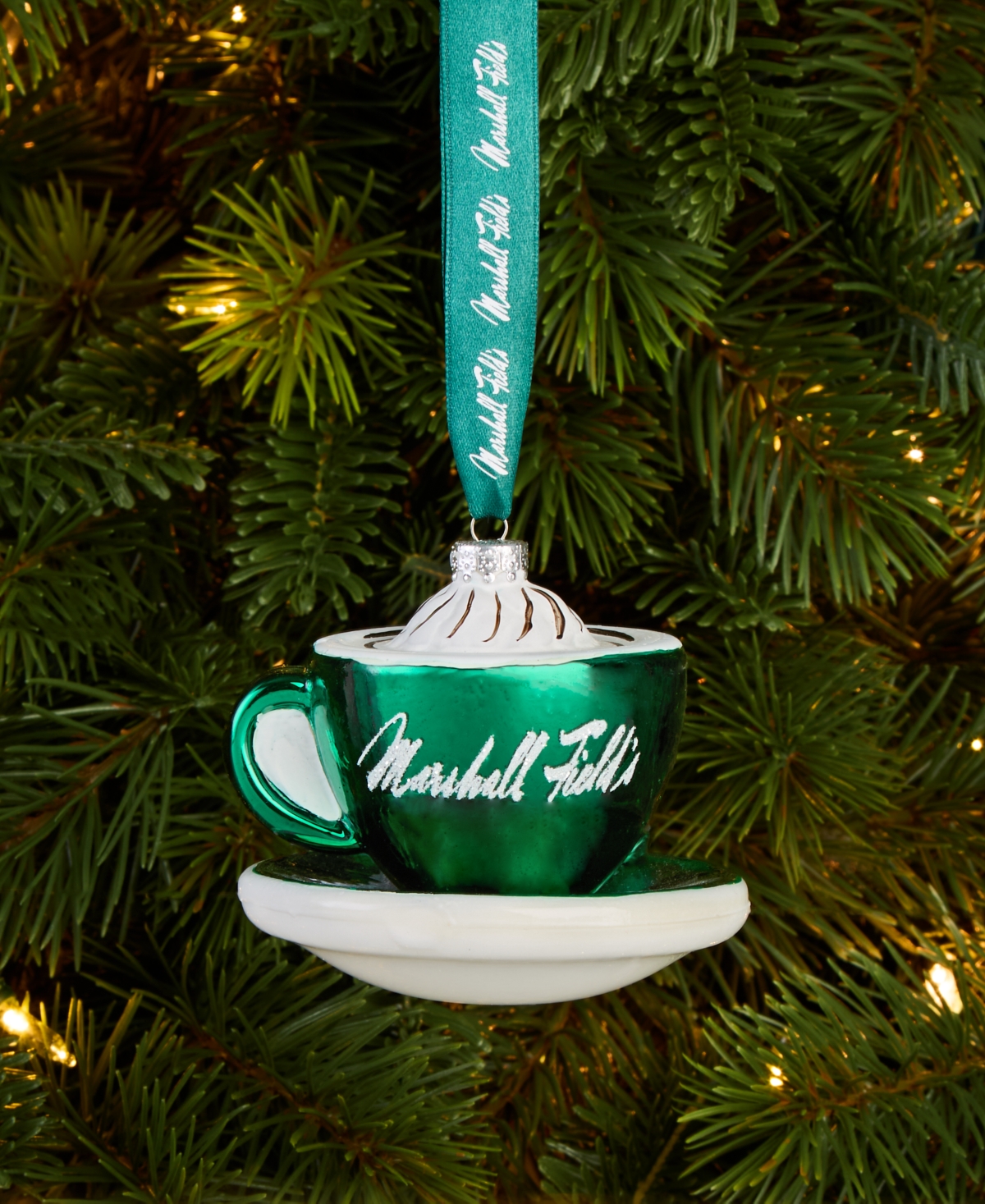 Holiday Lane Chicago Marshall Fields Coffee Cup Ornament, Macy's Exclusive