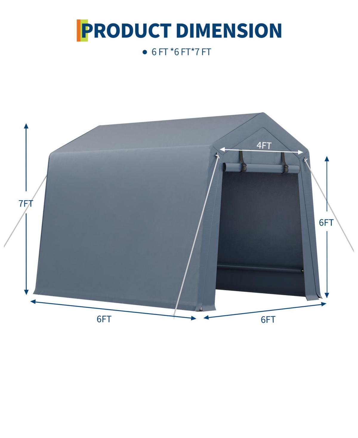 gaomon 6x6 Ft Portable Carport Motorcycle Shelter, Heavy Duty Pe Fabric Storage Shed, Garage Tent