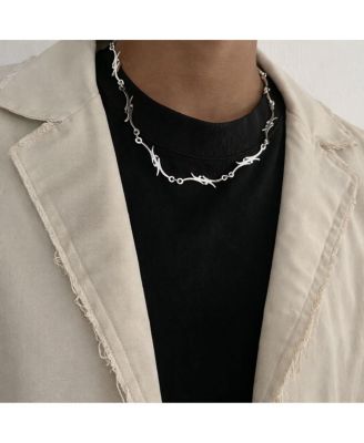 Rebl Jewelry Silver Barbed Wire Necklace - Silver