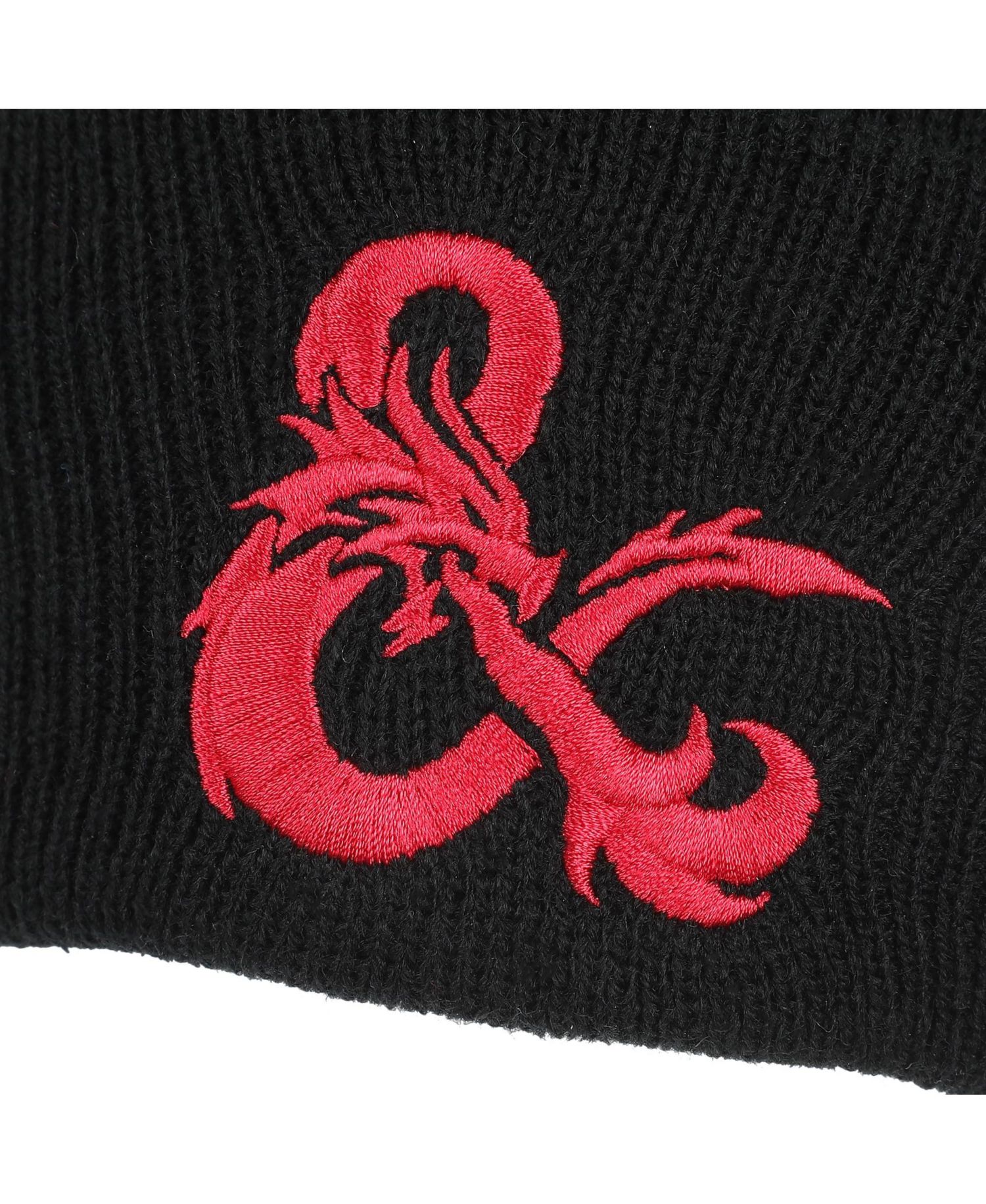 Men's Dungeons and Dragons Ampersand Logo Embroidery Black Acrylic Knit Cuff Beanie