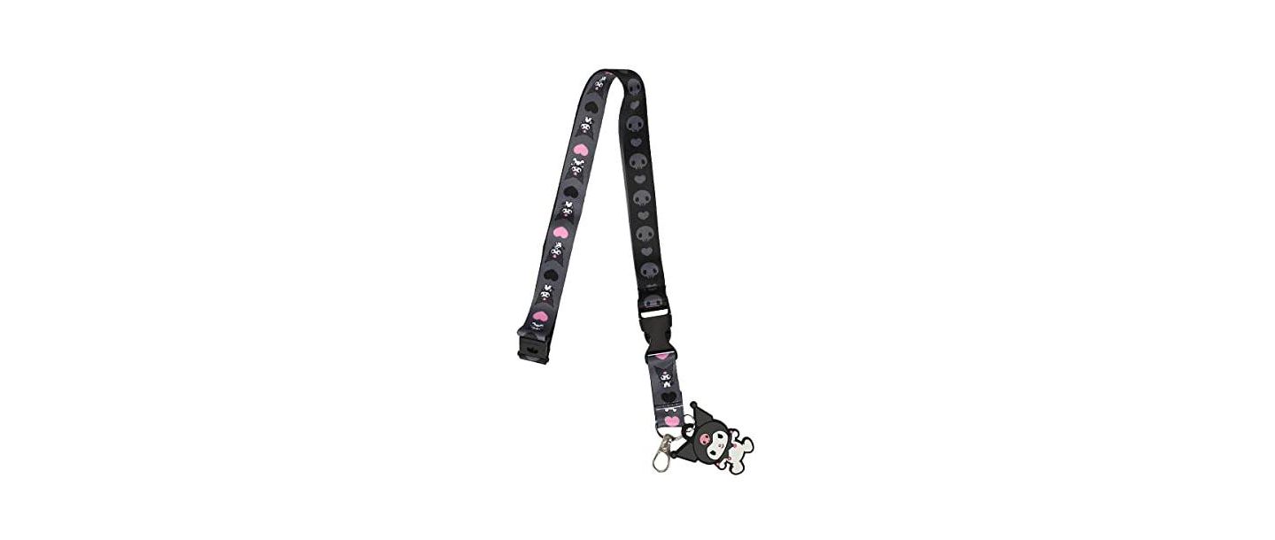 Женские брелоки Kuromi Hearts and Skulls Black Lanyard With Character Charm, цвет: Разноцветный — фото 3