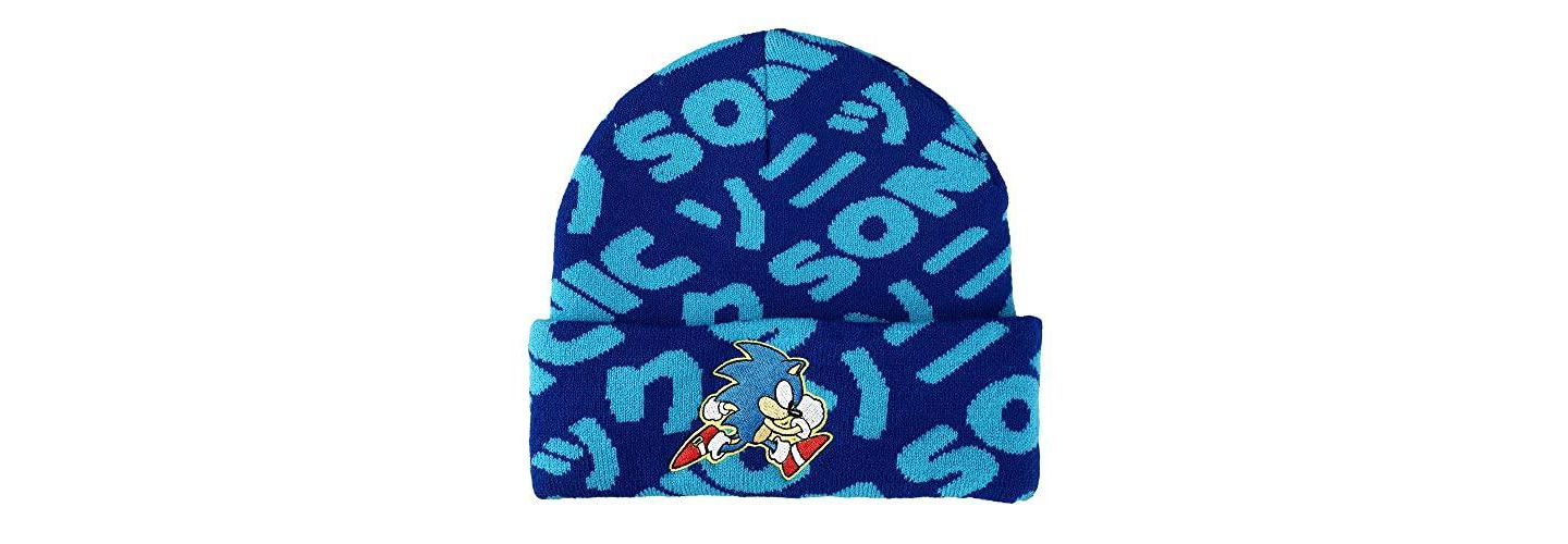 Мужская шапка Sonic the Hedgehog Sonic Flat Embroidery Blue AOP Jacquard Acrylic Knit, цвет: Синий — фото 3