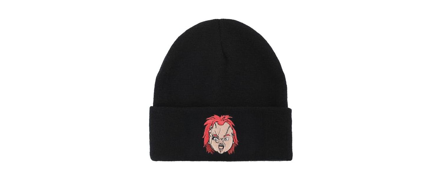 Men's Embroidery Black Acrylic Knit Standard Cuff Beanie