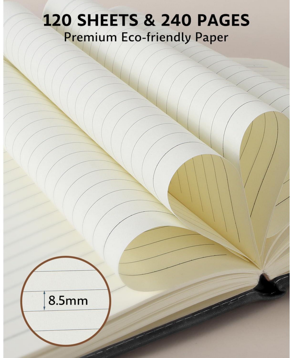 Gnuadz This A5 leather notebook is suitable for daily writing, note-taking, and office use 240 pages