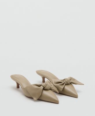 Women's Bow Heeled Leather Shoes