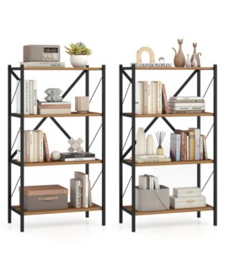 4-Tier Bookshelf Book Holder with Heavy-Duty Metal Frame for Living Room