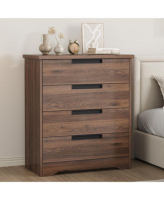 4 Drawers Nightstand for Bedroom, Modern Bedside Table with Built-in Handles Design, For Living Room, Bedroom, Entryway