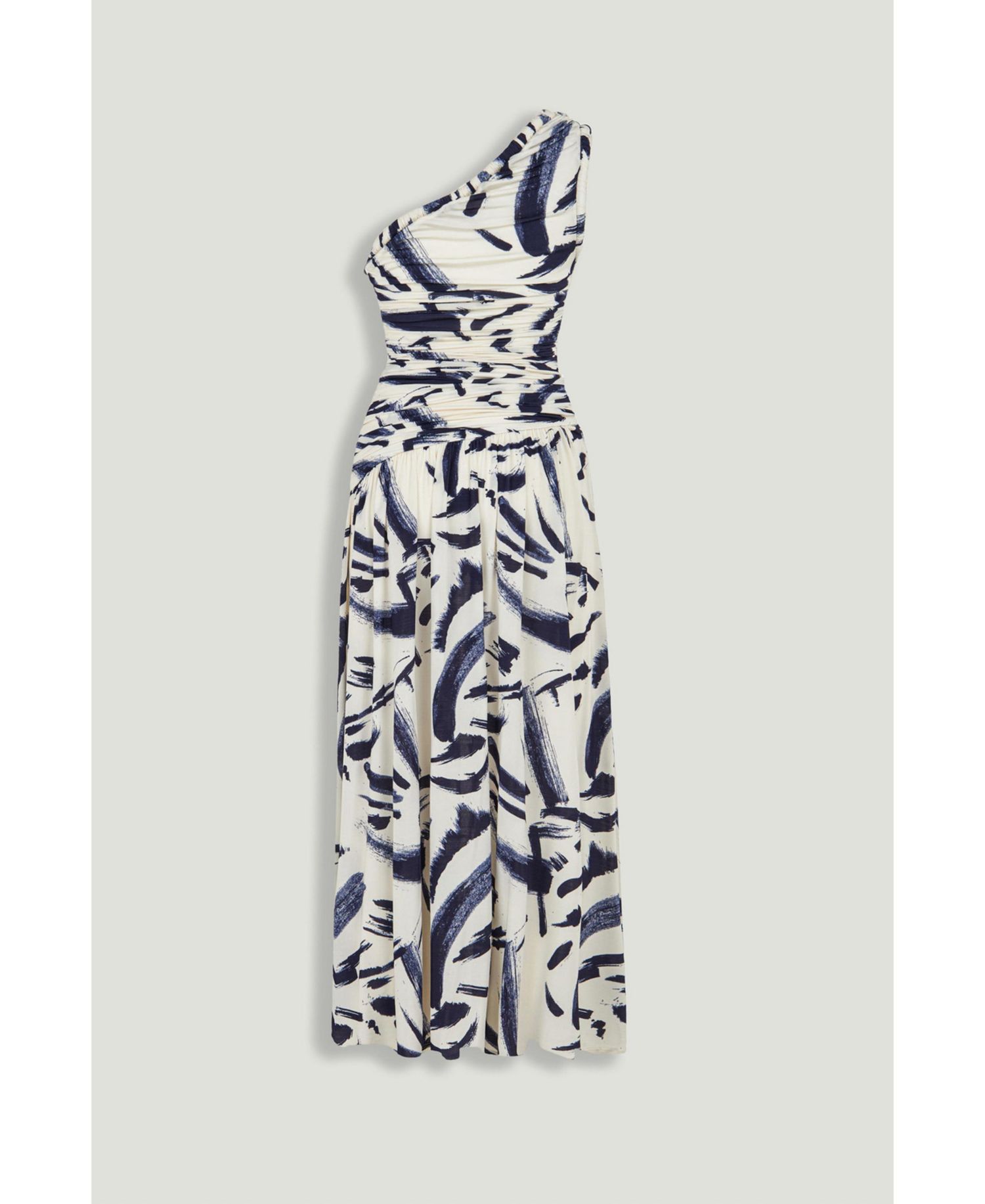 Women's Printed One-Shoulder Draped Midi Dress