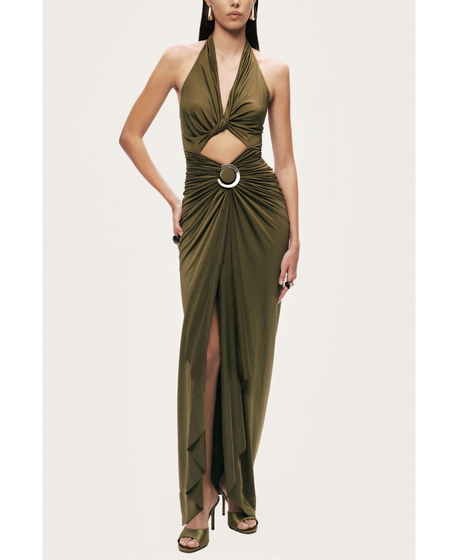 Women's Cut-Out Halter Maxi Dress