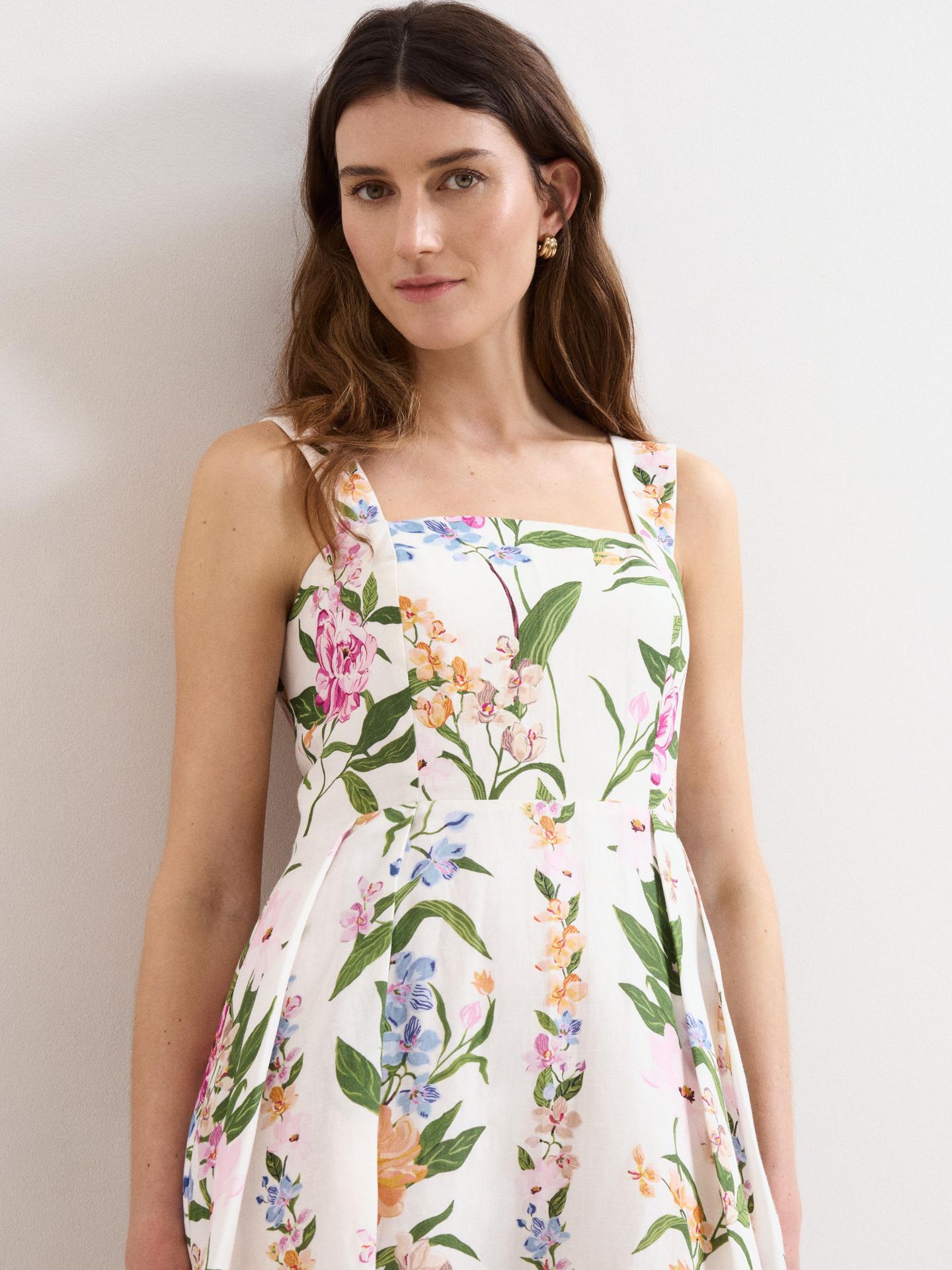 Женское платье Phase Eight Lucia Linen Blend Square Neck Midi, цвет: Разноцветный — фото 4