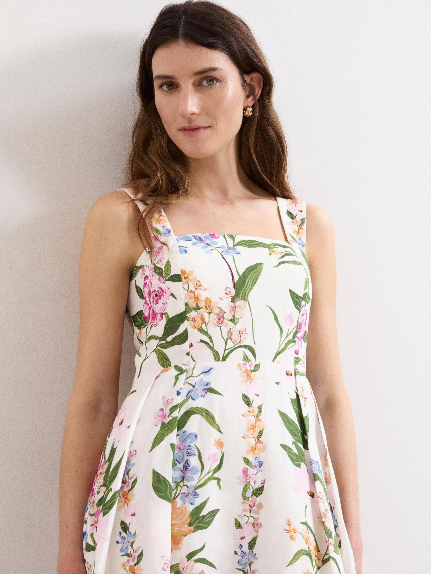 Women's Lucia Linen Blend Square Neck Midi Dress