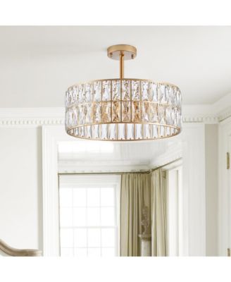 Crystal Chandeliers, 5-Tier Round Semi Flush Mount Chandelier Light Fixture, Luxury Ceiling Lighting