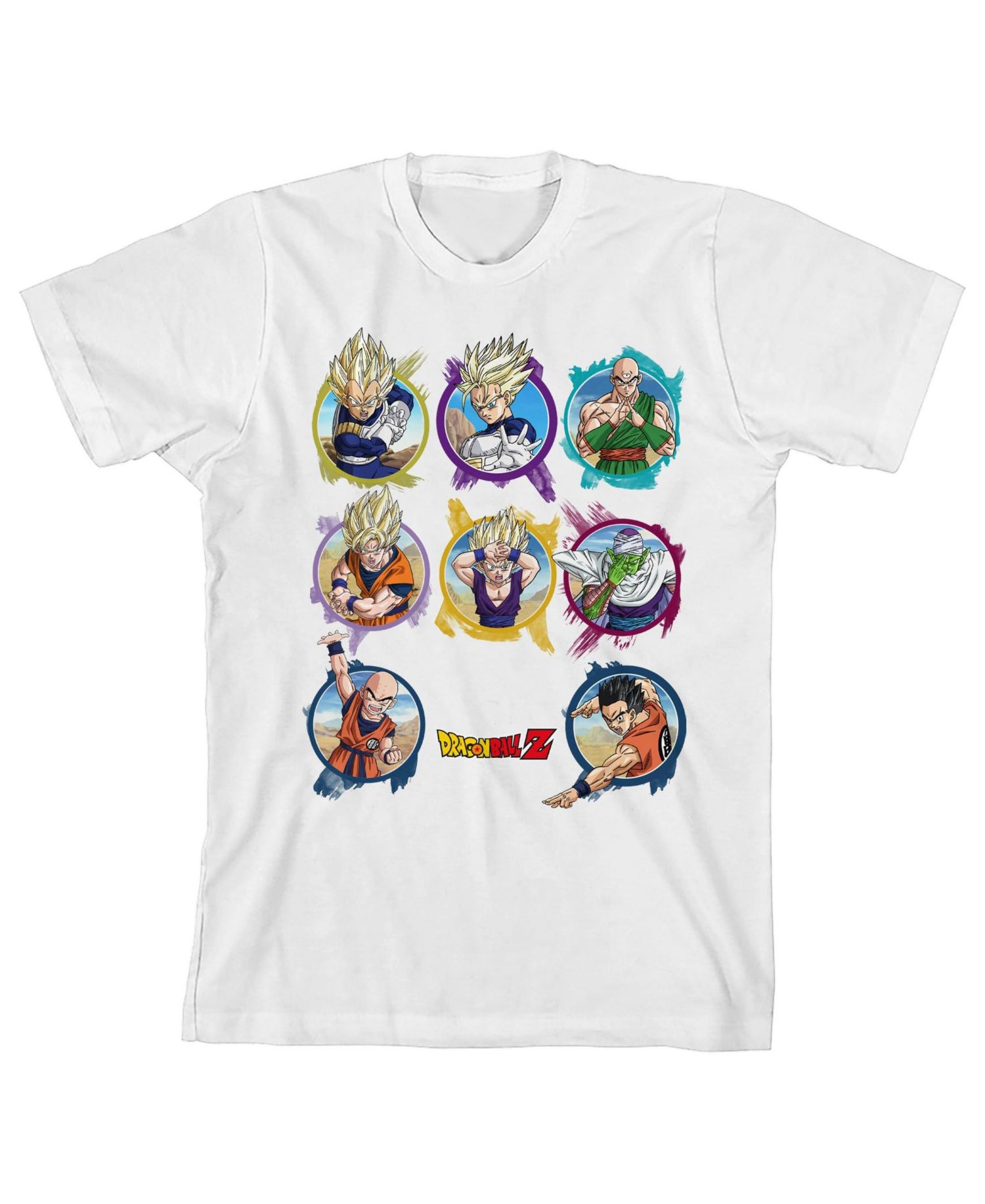 Character Circles Crew Neck Short Sleeve Boy's White T-shirt-XS