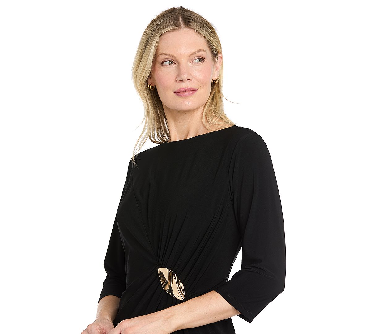 R & M Richards Petite Boat Neck Buckle Sheath Dress view 2 — MAYCSS fashion products
