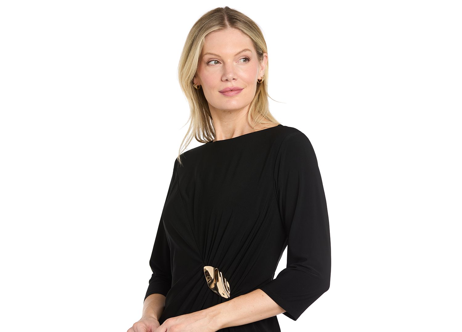 Women's Jersey Side-Drape Hardware Dress