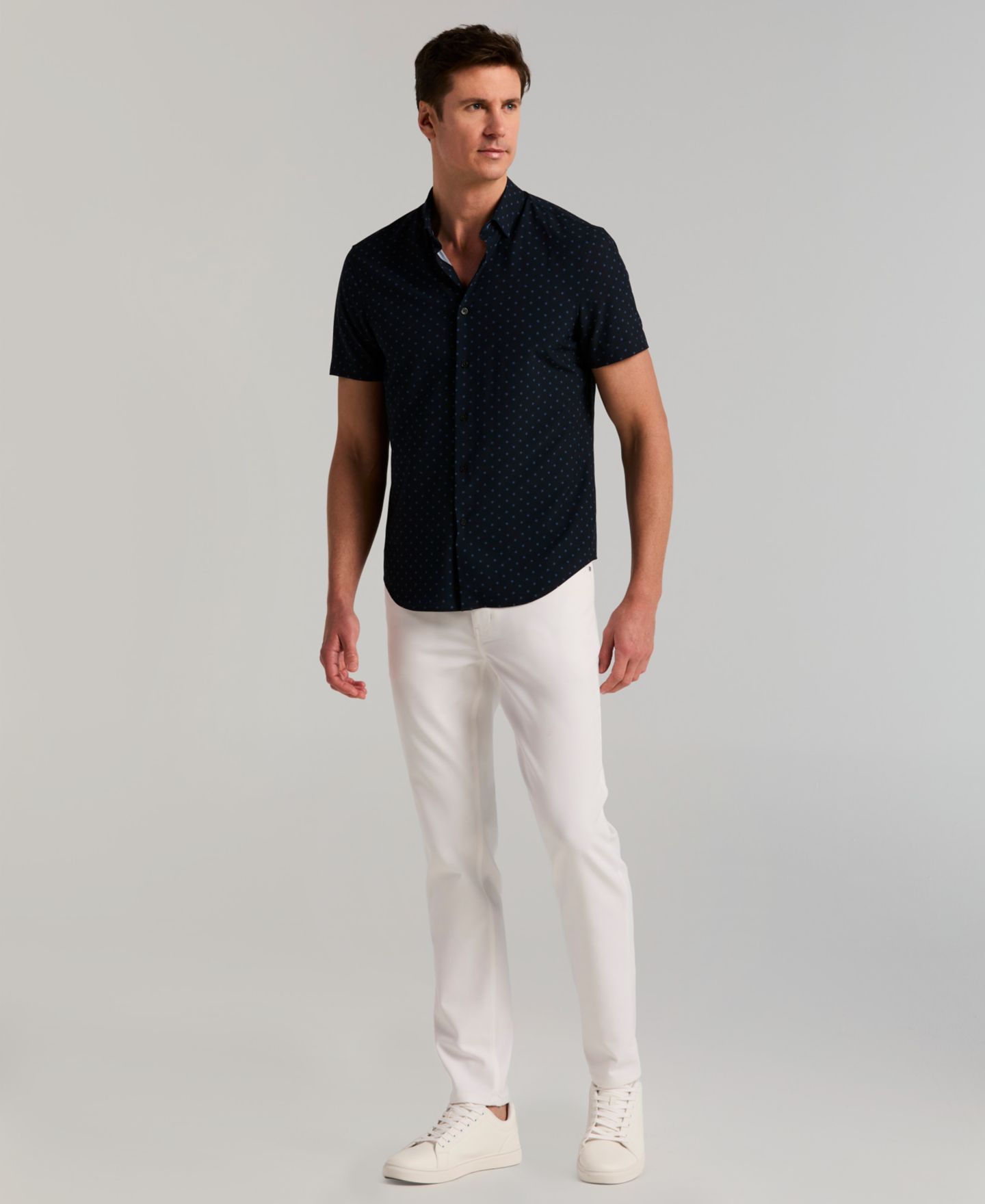 Мужская рубашка Perry Ellis Slim-Fit Hex Dot Print, цвет: Тёмный сапфировый — фото 2
