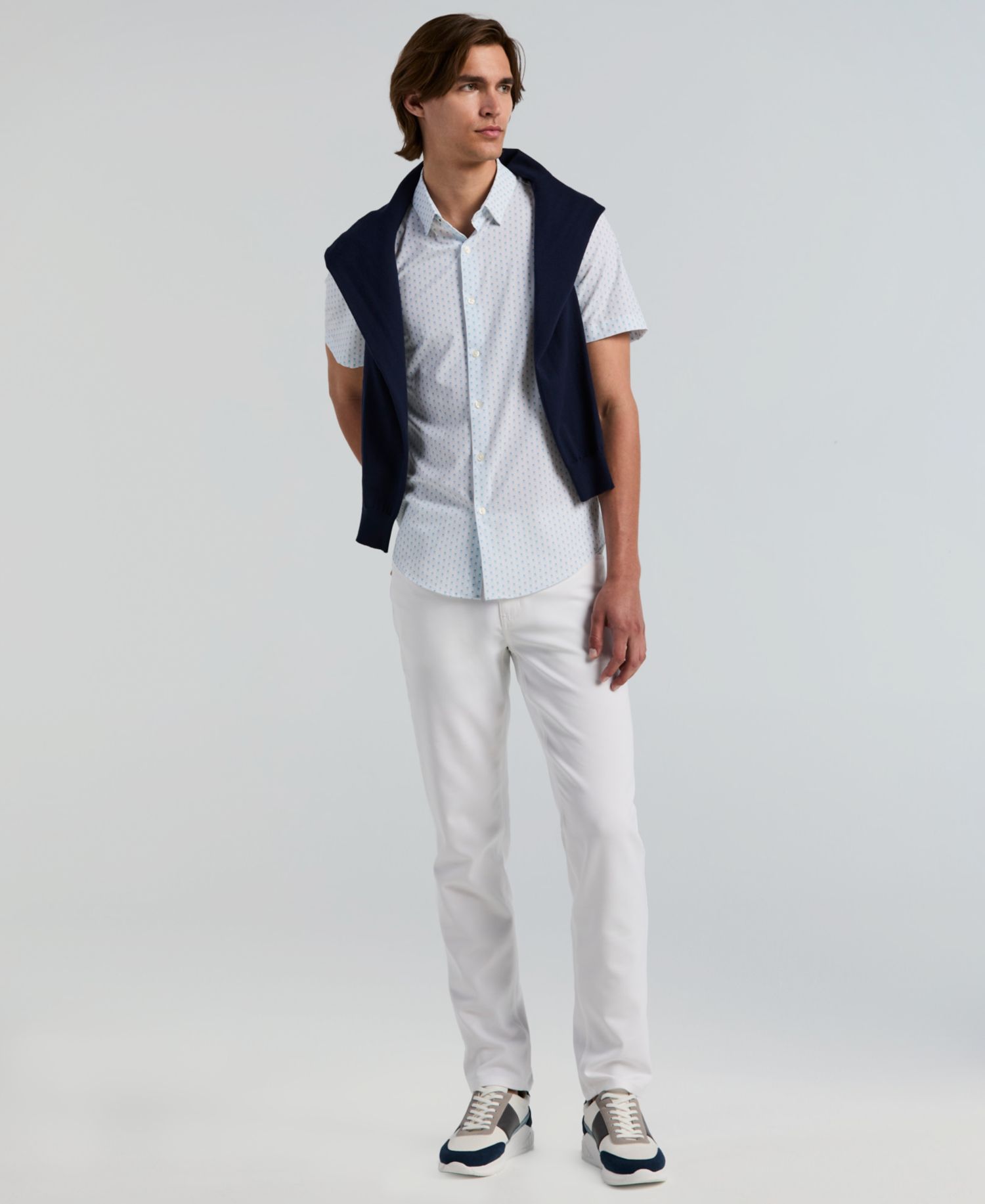 Men's Square Stripe Print Shirt