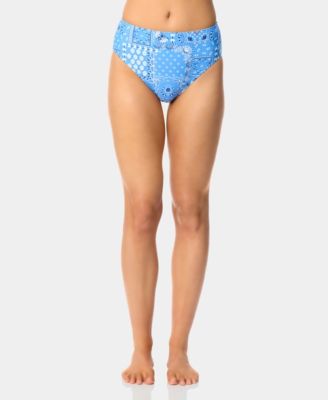 Women's Bandana Print High-Waist Swim Bottoms