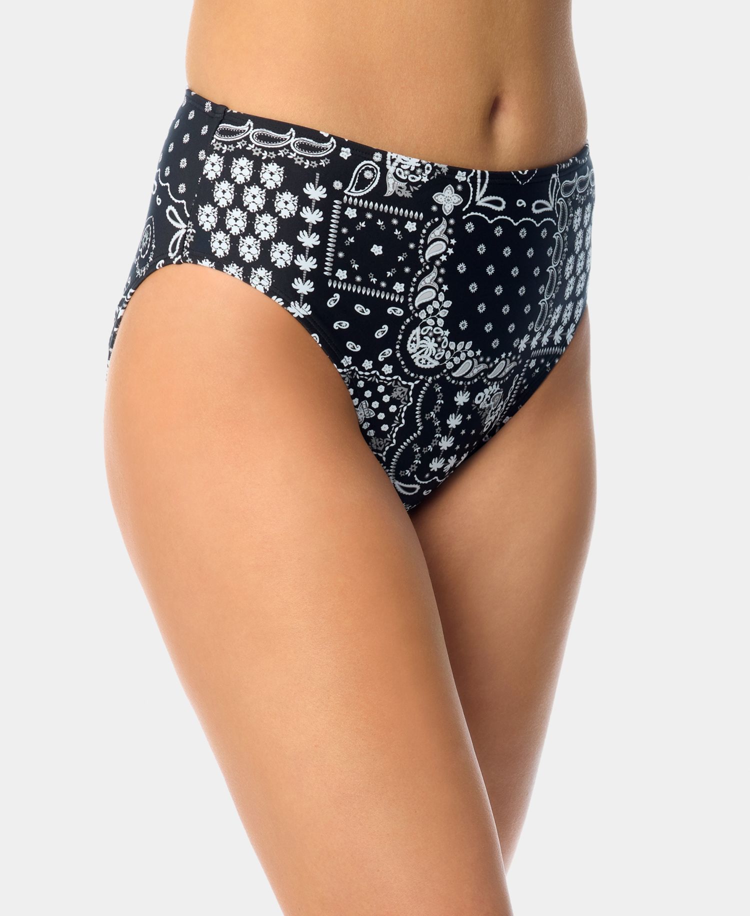 Women's Bandana Print High-Waist Swim Bottoms