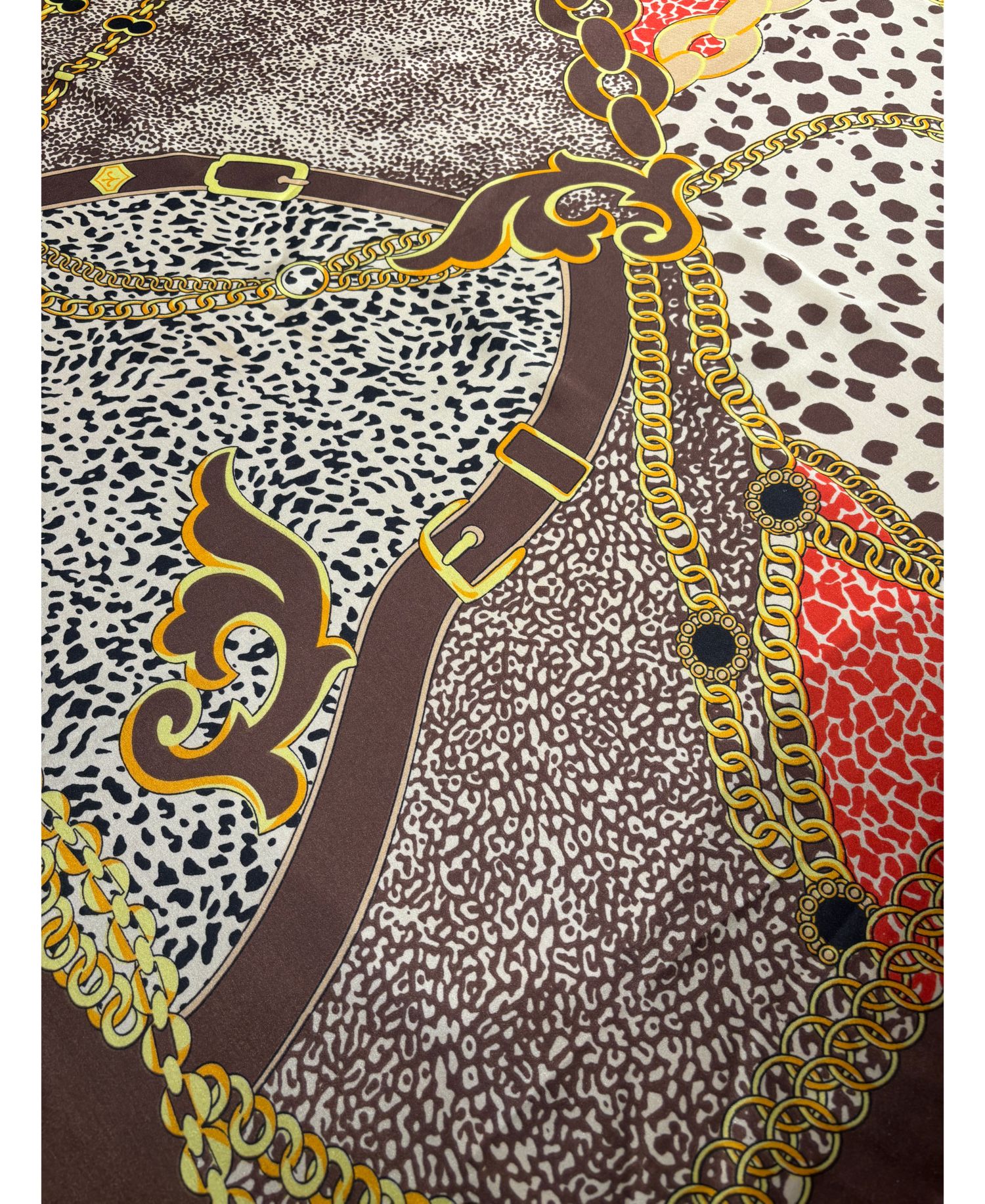 Animal Print Satin Square Scarf