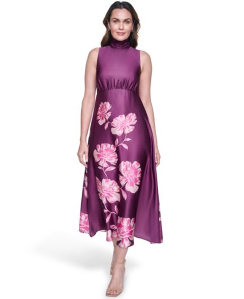 Женское платье Eliza J Petite Halter Neck Zipper Midi, цвет: Фиолетовый