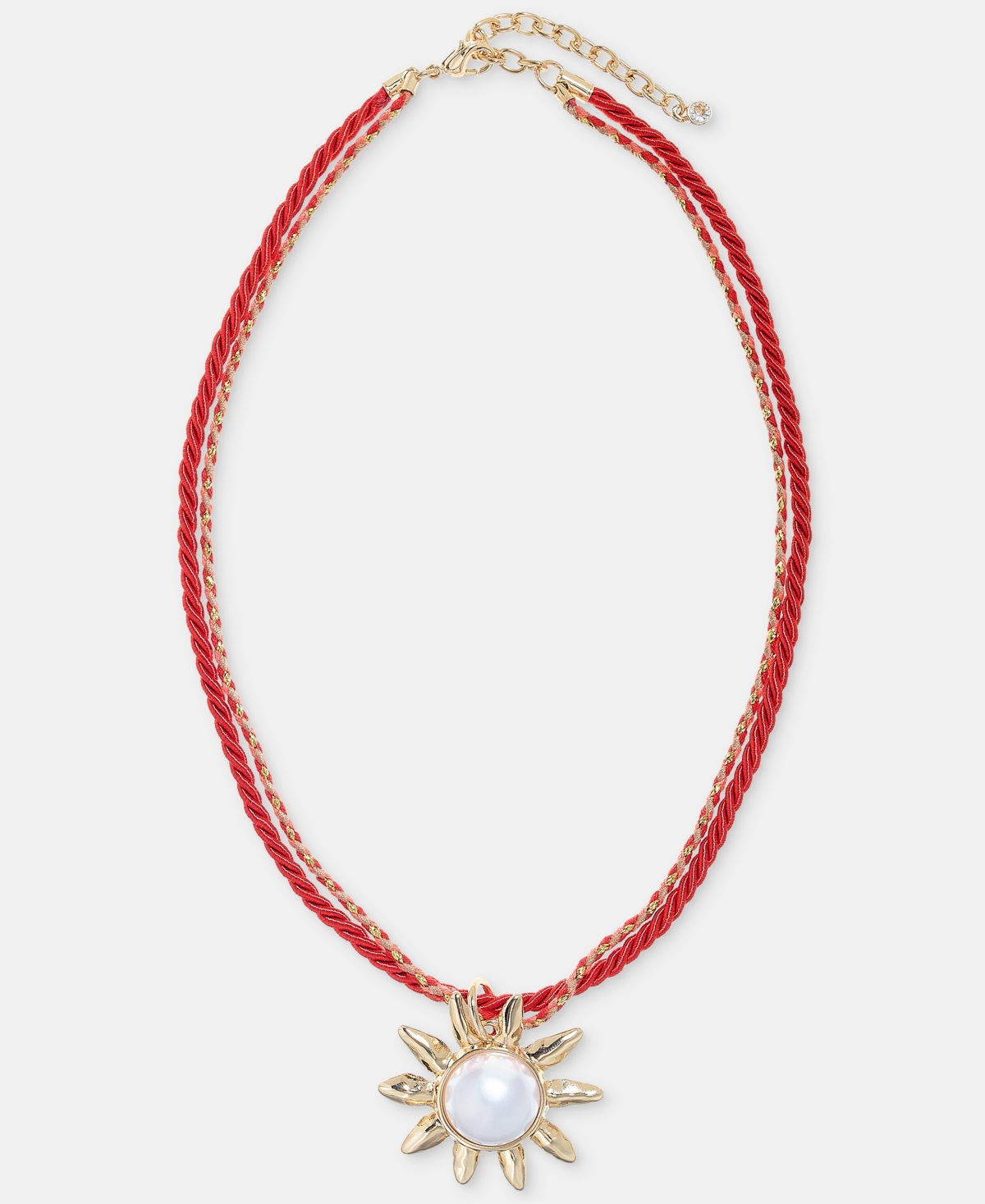 On 34th Imitation Pearl Sun Double Cord Pendant Necklace, 16" + 2" extender, Macy's Exclusive