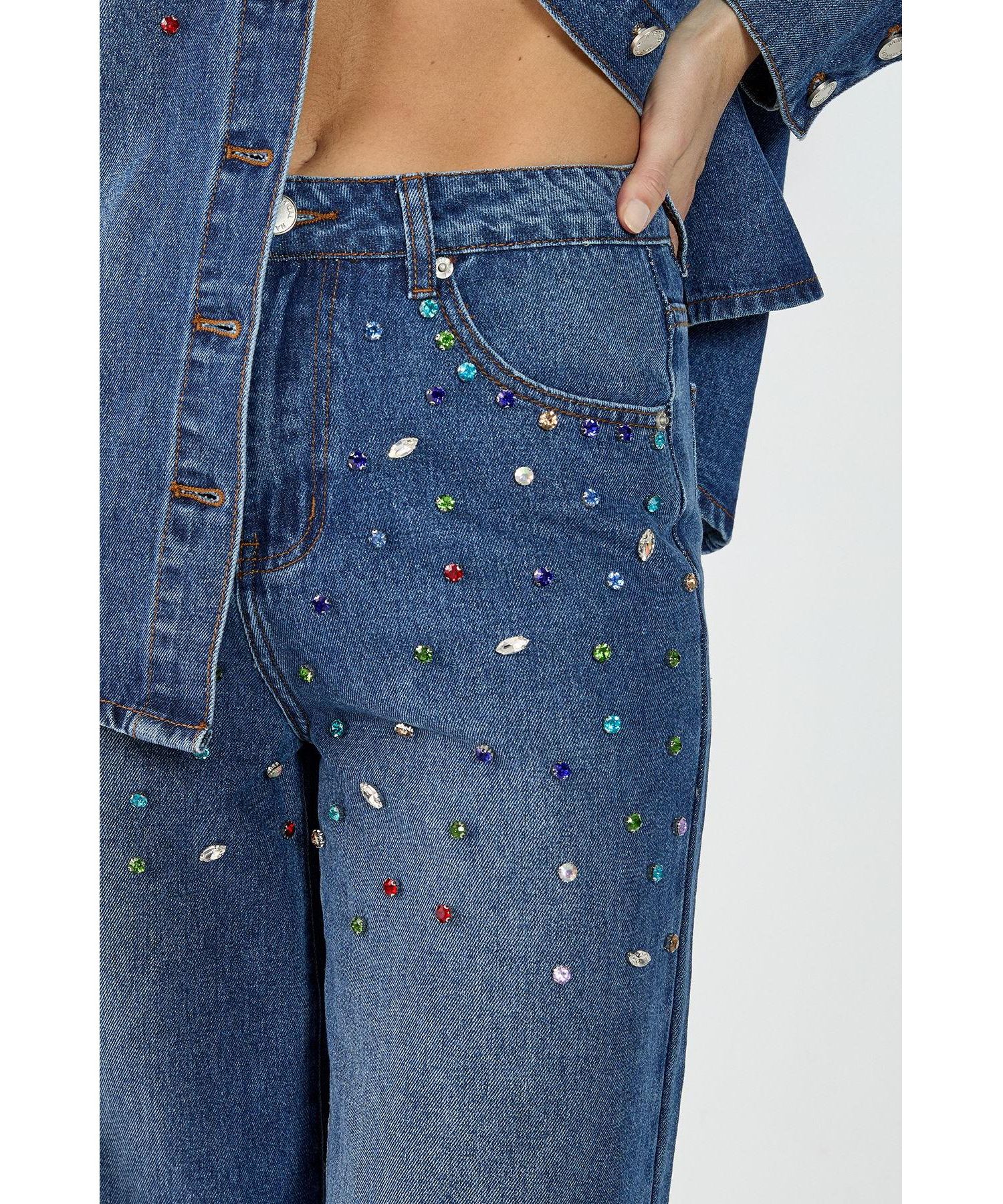 Women's Denim Jewel Baggy Jeans