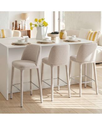 Set of 3 Counter Height Stools With Back, 26.5" Seat Height