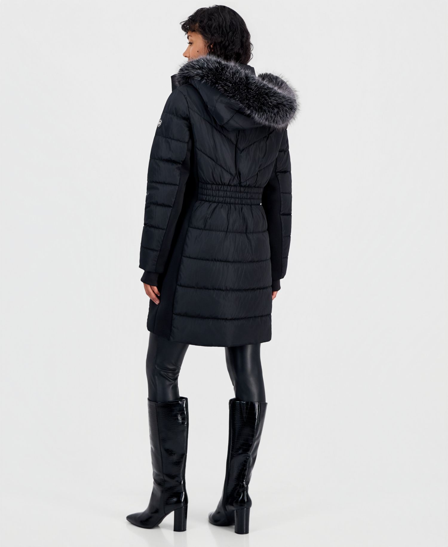 Michael Kors Women's Hooded Faux-Fur Trim Puffer Coat