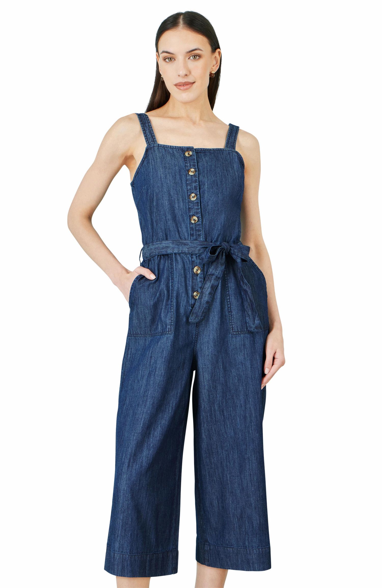 Women's Chambray Button Through Jumpsuit