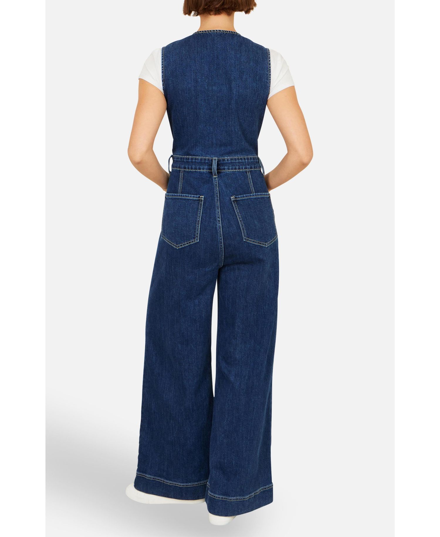 Women's Denim Stretch Fitted Jumpsuit