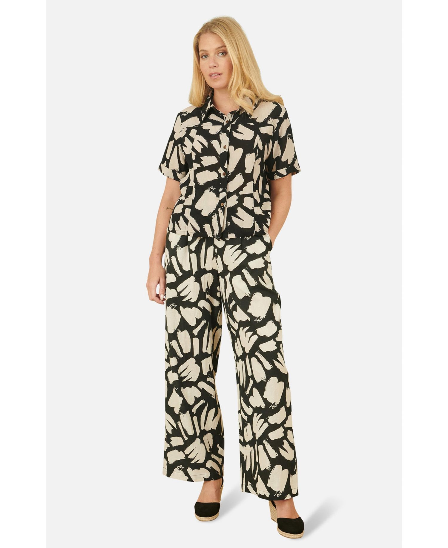 Women's High Waisted Printed Wide Leg Trousers