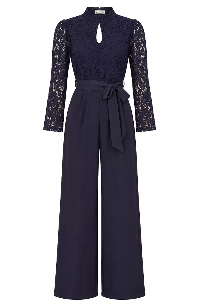Women's Lace Applique Jumpsuit - thumbnail 6